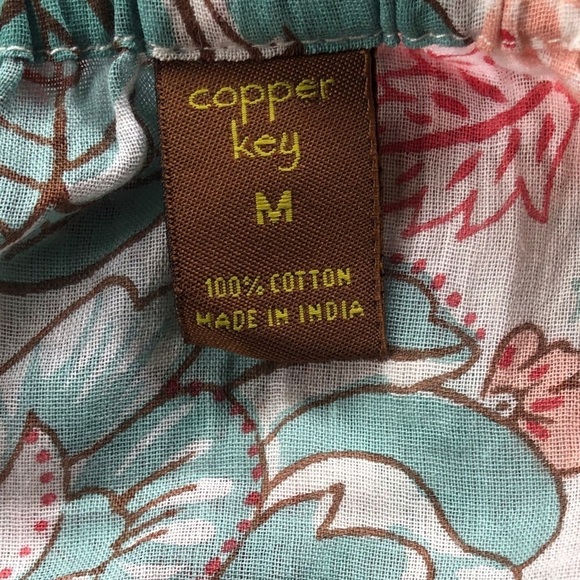 Copper Key Botanical Floral Teal & Orange Blouse - Picture 3 of 3